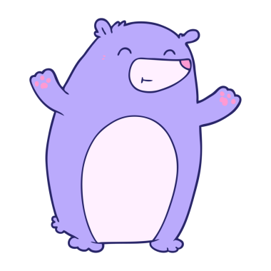 Parlak neon renkli mutlu çizgi film ayısı