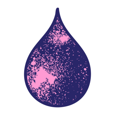 El çizimi çizgi film gibi parlak neon renkli kan damlaları.