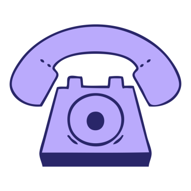 Parlak neon renkli eski bir telefon karikatürü.