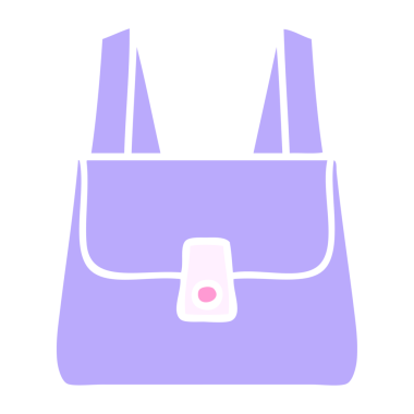 Parlak neon renkli yeşil bir çantanın düz renkli retro karikatürü