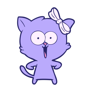 parlak neon renkli çizgi film kedisi