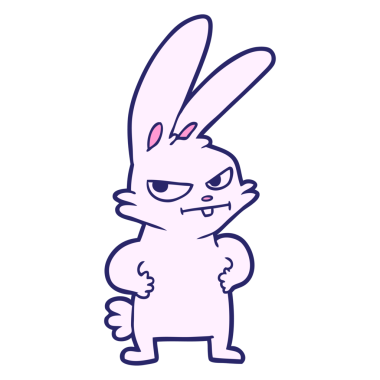 parlak neon renkli çizgi film tavşanı