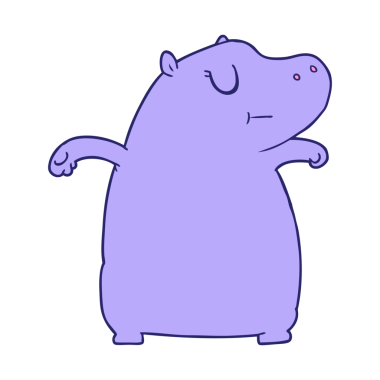 parlak neon renkli çizgi film hipopotamları