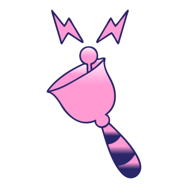 Parlak neon renginde çalan bir el çanının gölgeli çizgi filmi