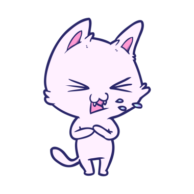 çizgi film kedisi parlak neon rengi tıslıyor.