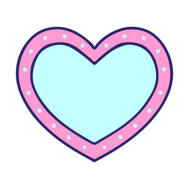 Parlak neon renkli geleneksel bir kalp dövmesi.