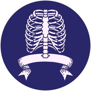 Parlak neon renkli göğüs kafesi pankartıyla dövme biçimi simgesi