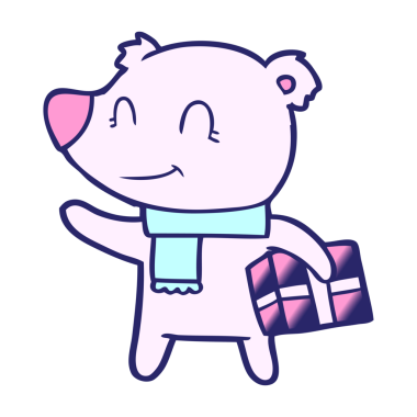 Kutup ayısı ve parlak neon renkli bir çizgi film.