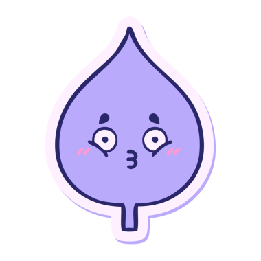 Parlak neon renkli sevimli bir çizgi film yaprağının çıkartması