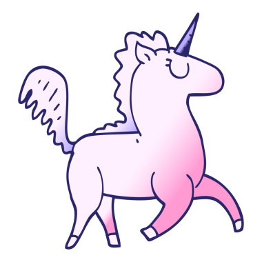 çizgi film karalaması parlak neon renkli tek boynuzlu at