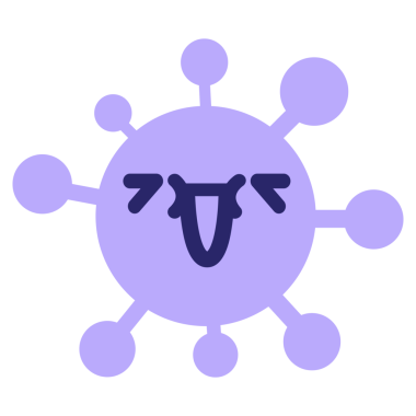 Parlak neon renkli sevimli bir virüs.