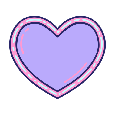 Parlak neon renkli geleneksel bir kalp dövmesi.