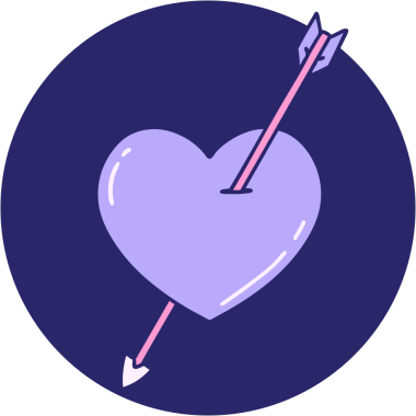 Parlak neon renkli ok ve kalbin ikonik dövme görüntüsü