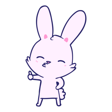 Parlak neon renkli meraklı tavşan çizgi filmi