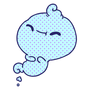 Kawaii 'nin parlak neon renkli korkunç hayaletinin serbest çizimi.