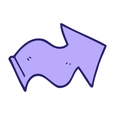 çizgi film karalaması parlak neon renginde oku işaret ediyor