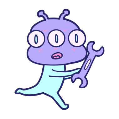 karikatür üç gözlü uzaylı parlak neon renkli