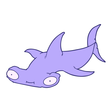 çizgi film çekiç başlı parlak neon renkli köpekbalığı