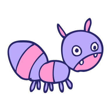 çizgi film karalamaları parlak neon renkli endişeli karıncalar