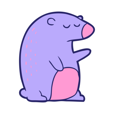 parlak neon renkli çizgi film ayısı