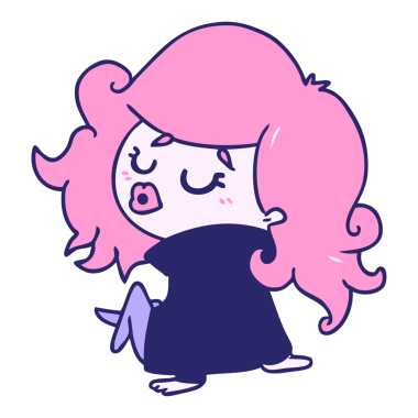 Parlak neon renkli tatlı kawaii kız serbest çizim.