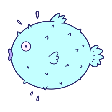 parlak neon renkli kirpi balığı