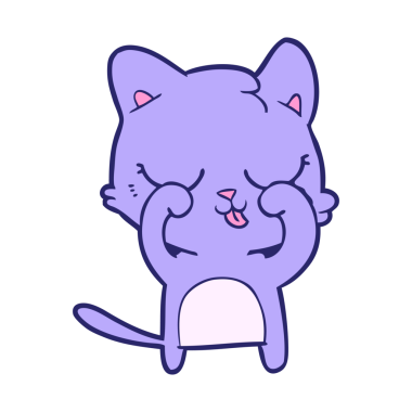 parlak neon renkli çizgi film kedisi