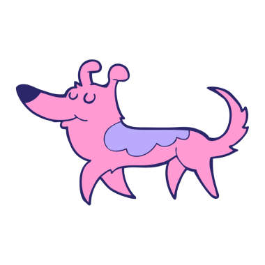 parlak neon renkli çizgi film köpeği