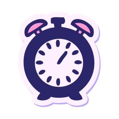 Parlak neon renkli şirin bir çizgi film alarm saatinin çıkartması