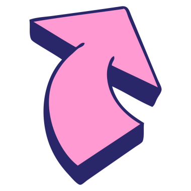 Parlak neon renginde el çizimi tuhaf çizgi film oku