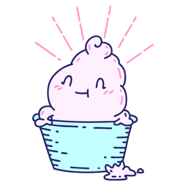 Parlak neon renkli geleneksel dövme stili dondurma karakterinin çizimi