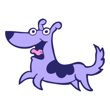 Parlak neon renkli mutlu köpek çizgi filmi