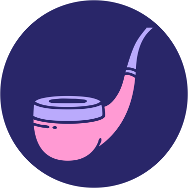 Parlak neon renkli sigara içen pipo simgesi