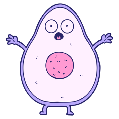 parlak neon renkli avokado çizgi filmi