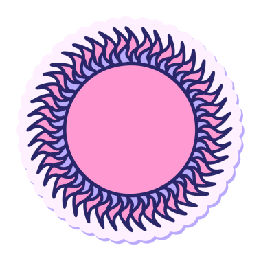 Parlak neon renkli geleneksel güneş dövmesi çıkartması.