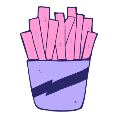 parlak neon rengi patates kızartması kutusu