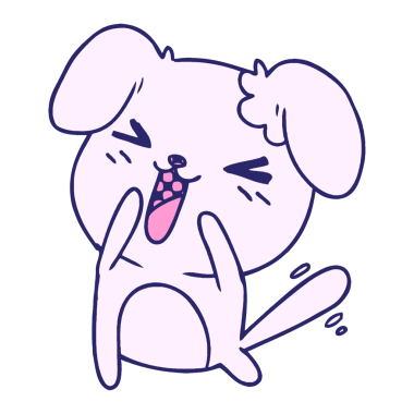 Parlak neon renkli şirin kawaii köpeğinin serbest çizimi.