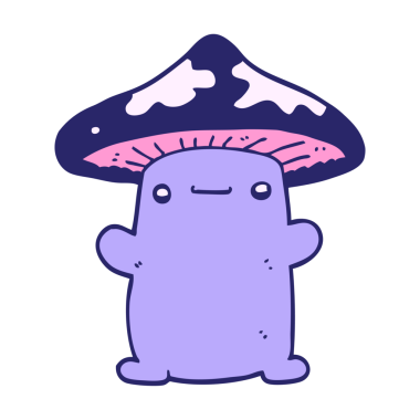 parlak neon renkli çizgi film mantarı