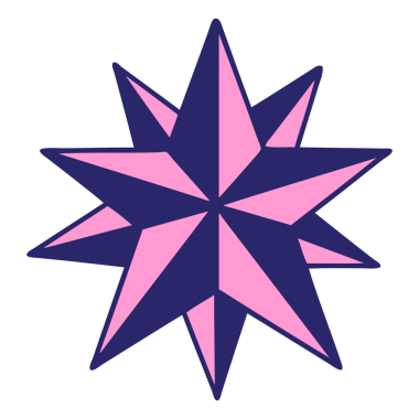 parlak neon renginde geleneksel bir yıldız dövmesi