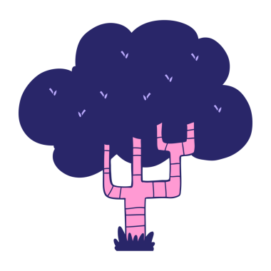 parlak neon renkli çizgi film elma ağacı