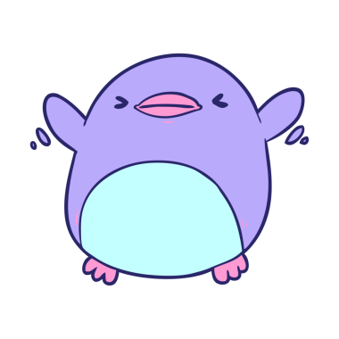 parlak neon renginde kanat çırpan sevimli penguen çizgi filmi.