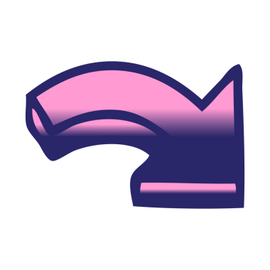 parlak neon renkli işaret eden bir okun gölgelendirilmiş çizgi filmi