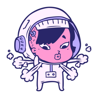 Parlak neon renkli astronot kadın.