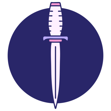 Parlak neon rengi bir hançerin ikonik dövme görüntüsü