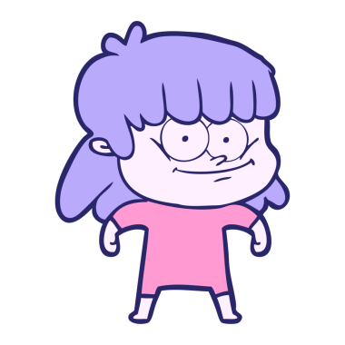 parlak neon renkli gülümseyen kadın çizgi filmi