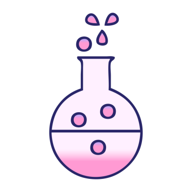 parlak neon renkli bir kimya tüpünün gölgelendirilmiş karikatürü