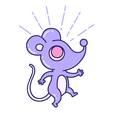 Parlak neon renkli geleneksel bir dövme stili fare karakterinin çizimi