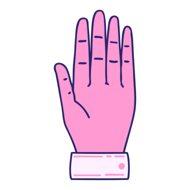 Parlak neon renkli bir elin ikonik dövme şekli