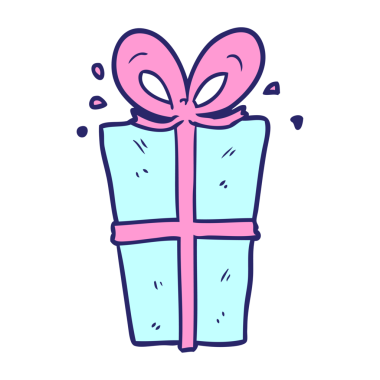 parlak neon rengi ile paketlenmiş karikatür hediyesi