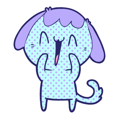 parlak neon renkli gülen köpek çizgi filmi